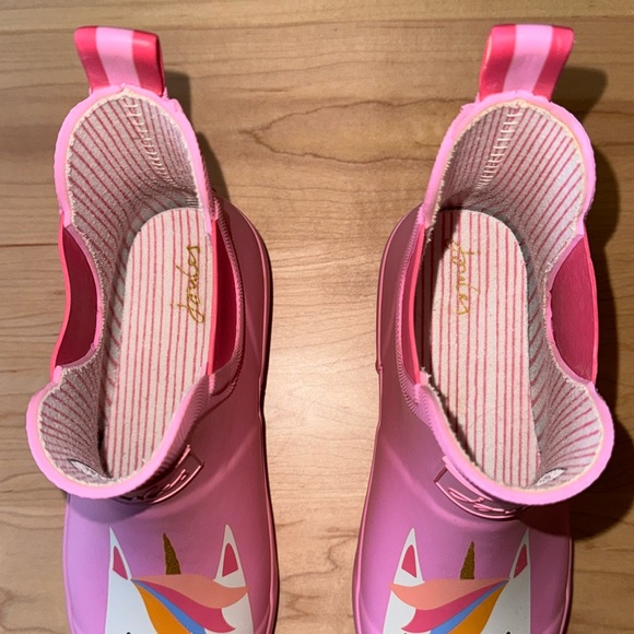 Girls Joules Pink Unicorn Rain Boot Wellies in size 2 🦄 Short Unicorn Boots - Picture 4 of 11
